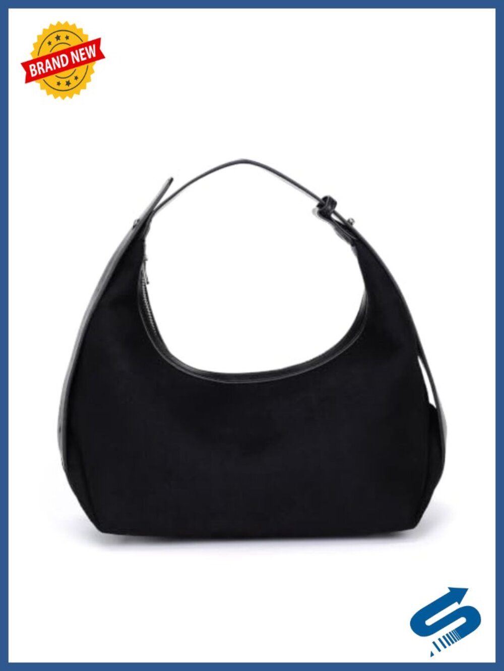 Faux Suede Crescent Hobo Bag Adjustable Crossbody Shoulder Purse